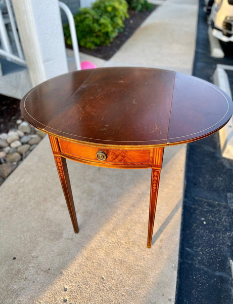 Antique Inlaid Mahogany Drop-Leaf Pembroke Side Table - Hibiscus House