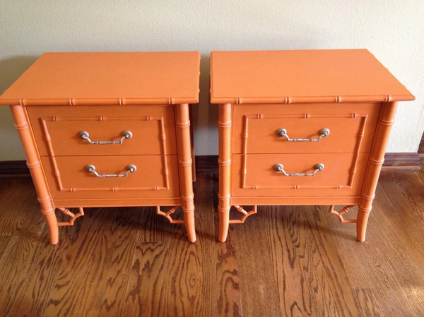 Vintage Dixie Furniture Faux Bamboo Nightstand Pair Available for Custom Lacquer!