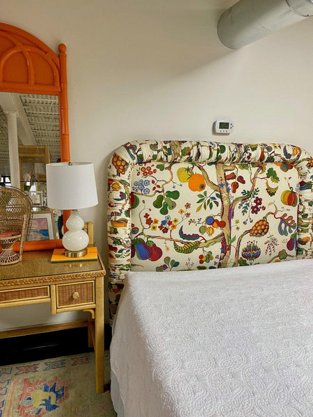 Vibrant Custom Upholstered Headboard in Svenskt Tenn Fabric Ready to Ship - Hibiscus House