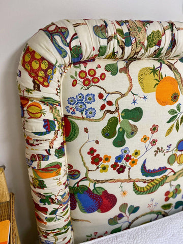Vibrant Custom Upholstered Headboard in Svenskt Tenn Fabric Ready to Ship - Hibiscus House