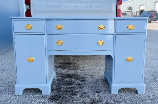 1950s Finch Furniture Co Mahogany Executive Style Desk/ Vanity Available for Custom Lacquer!