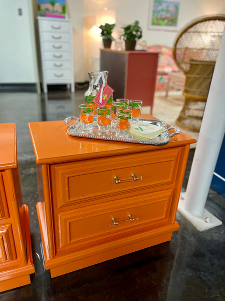 Vintage Florida Furniture Faux Bamboo Nightstand Pair Available for Customization!