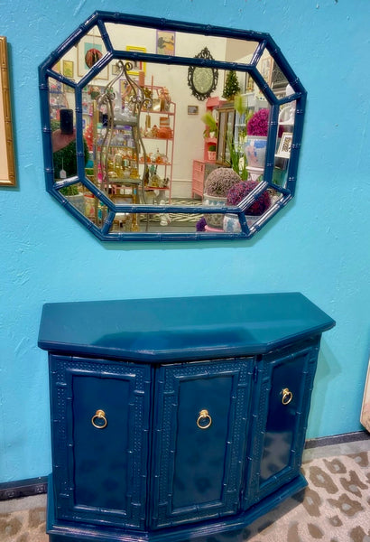 1970's Vintage Rattan Cane Front Server/ Cabinet Available for Custom Lacquer!