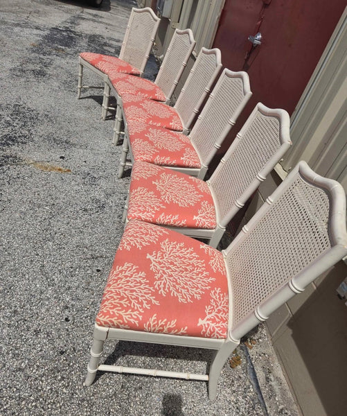 Set of 6 Vintage Thomasville Furniture Faux Bamboo Dining Chairs Available for Custom Lacquer! - Hibiscus House