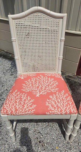 Set of 6 Vintage Thomasville Furniture Faux Bamboo Dining Chairs Available for Custom Lacquer! - Hibiscus House