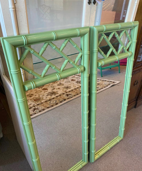 Vintage Dixie Furniture Company "Aloha" Collection Fretwork Mirror Pair Available for Custom Lacquer! - Hibiscus House