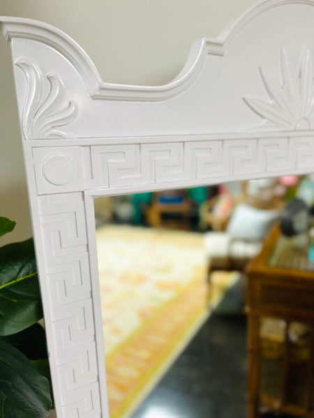 Thomasville Large Greek Key Mirror Lacquered in “Decorators White” Ready to Ship - Hibiscus House