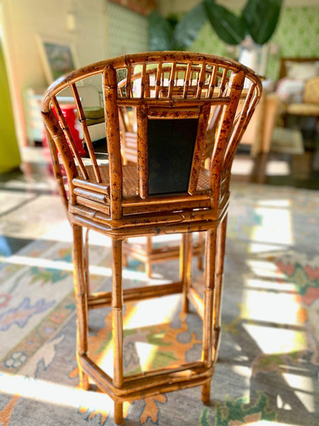 Pair of Vintage Brighton Pavilion Style Bamboo Bar Stools Ready to Ship! - Hibiscus House