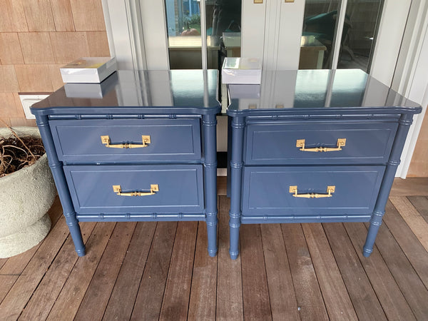 Vintage Pair of Classic Faux Bamboo Nightstands Available to Customize!