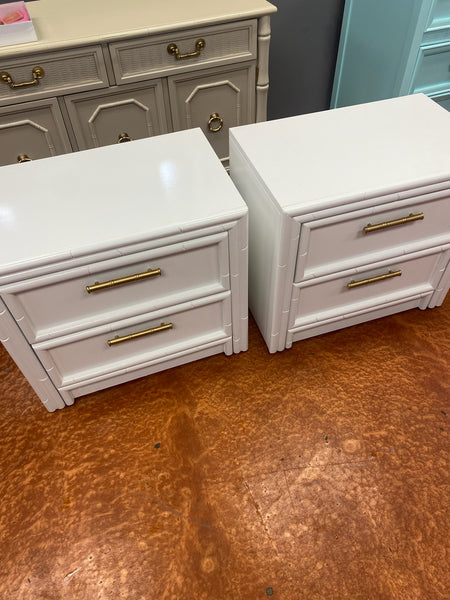 Vintage Lea Furniture Large Nightstand/Chest Pair Available For Custom Lacquer! - Hibiscus House