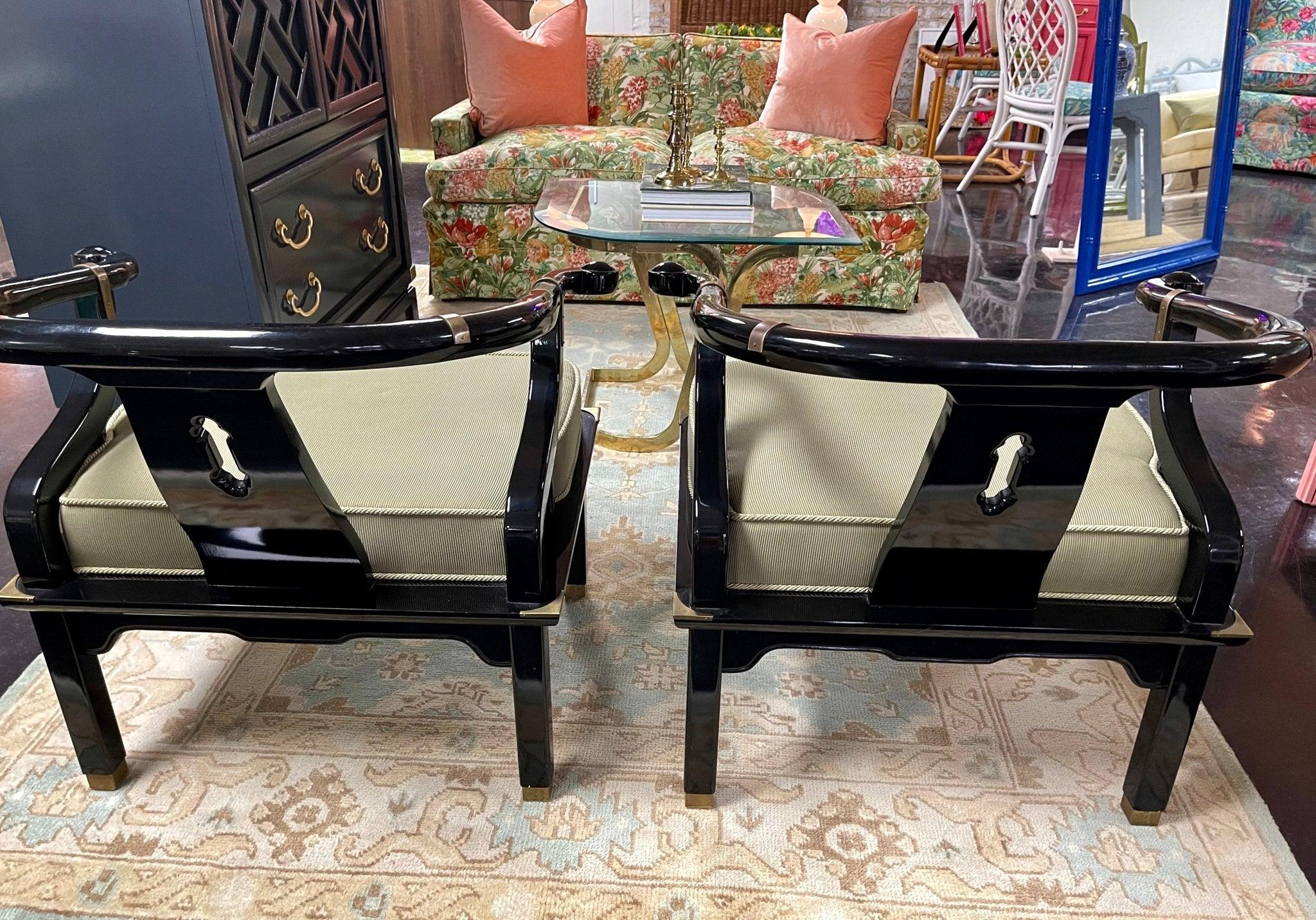 1970s James Mont Chinoiserie Horseshoe Ming Chairs by Century - a