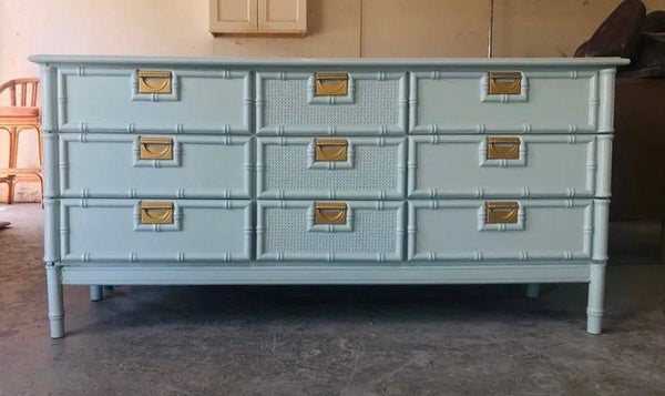 Vintage Faux Bamboo Stanley-Style Nine Drawer Dresser Available for Custom Lacquer! - Hibiscus House