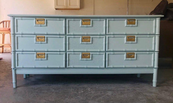 Nine Drawer Faux Bamboo Stanley Style Dresser Available for Custom Lacquer - Hibiscus House