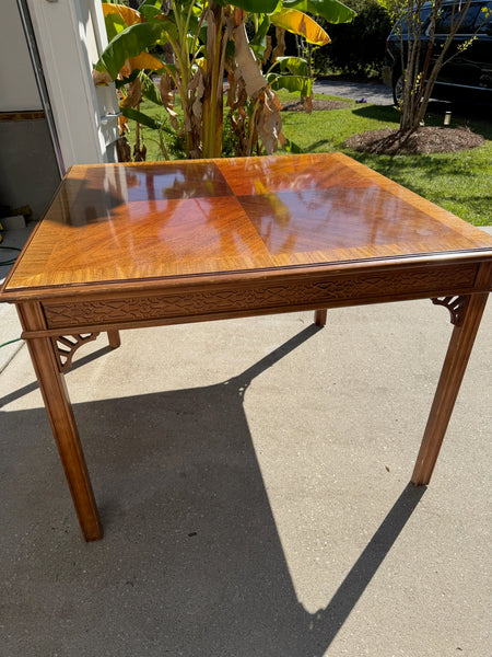 Gorgeous Vintage Game Table with Fretwork Available for Custom Lacquer! - Hibiscus House