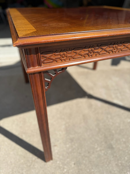 Gorgeous Vintage Game Table with Fretwork Available for Custom Lacquer! - Hibiscus House