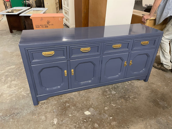 Vintage Thomasville Embassy Collection Campaign Style Credenza Available for Custom Lacquer! - Hibiscus House
