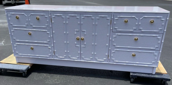 Vintage Drexel Omega Faux Bamboo Credenza Available to Customize! - Hibiscus House