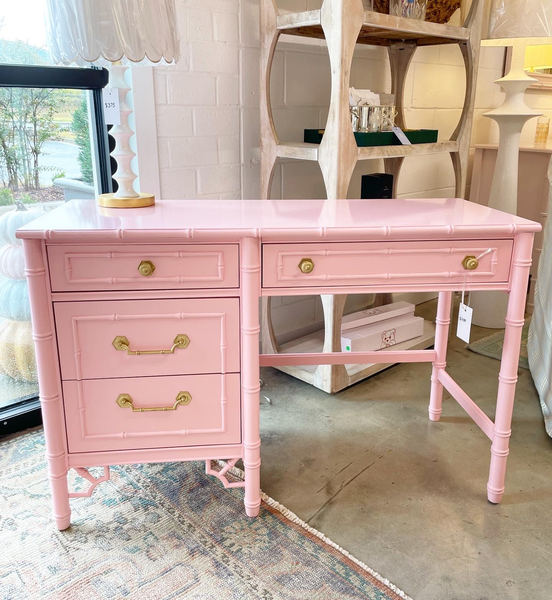 Vintage Thomasville Furniture Allegro Faux Bamboo Desk with Fretwork Available for Custom Lacquer!!