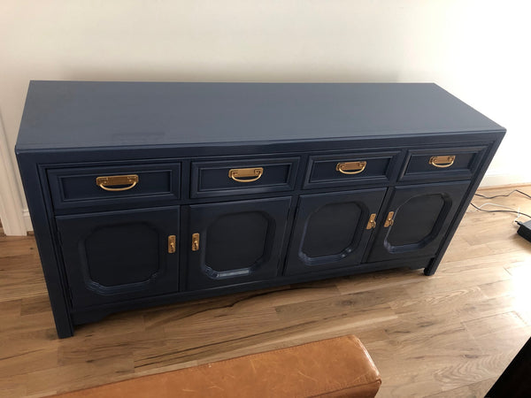 Vintage Thomasville Embassy Collection Campaign Style Credenza Available for Custom Lacquer! - Hibiscus House