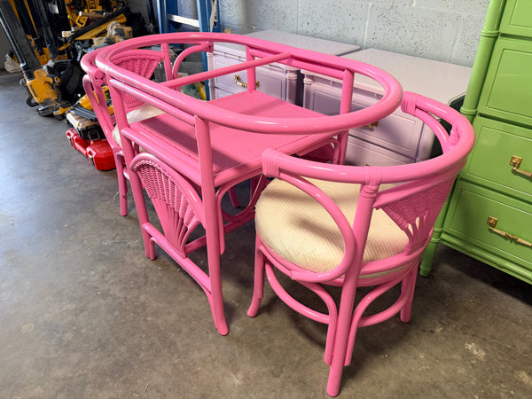 Vintage Rattan Lattice Honeymoon Table and Chair Set Available to Customize!