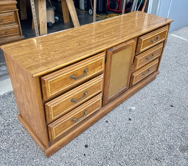Vintage Florida Furniture Faux Bamboo and Cane Credenza Available for Customization!