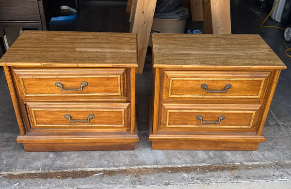 Vintage Florida Furniture Faux Bamboo Nightstand Pair Available for Customization!