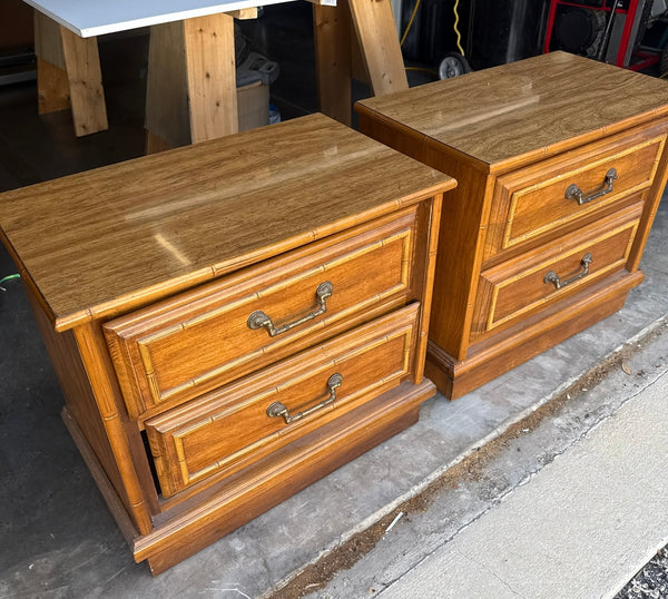 Vintage Florida Furniture Faux Bamboo Nightstand Pair Available for Customization!