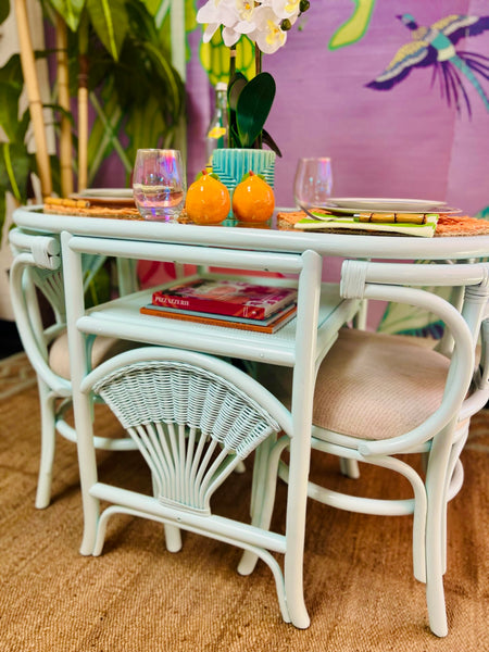 Vintage Rattan Honeymoon Table and Chairs Available to Customize!