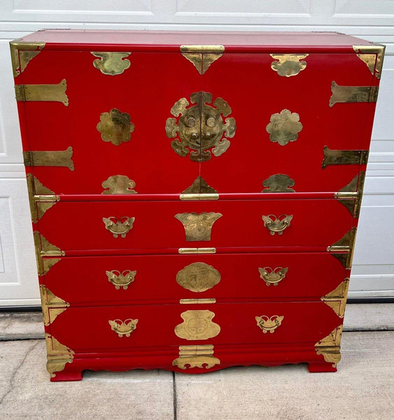 RARE Antique Tansu-Style Chest of Drawers/Secretary with Butterfly Hardware Available for Custom Lacquer - Hibiscus House