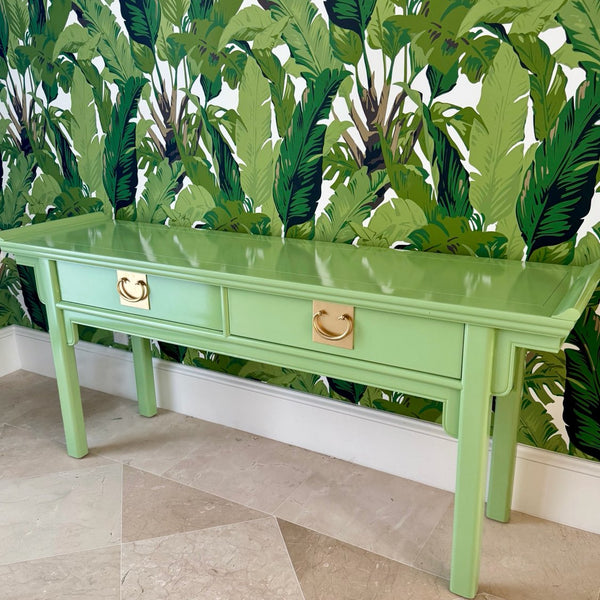 Vintage Century Furniture Pagoda 5 Drawer Console Table Available for Custom Lacquer! - Hibiscus House