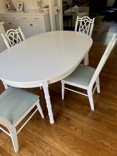 Round Vintage Faux Bamboo Dining Table (with Leaf) Available for Custom Lacquer!