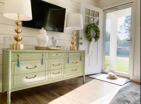Vintage All Wood Faux Bamboo Nine-Drawer Dresser Available for Custom Lacquer! - Hibiscus House