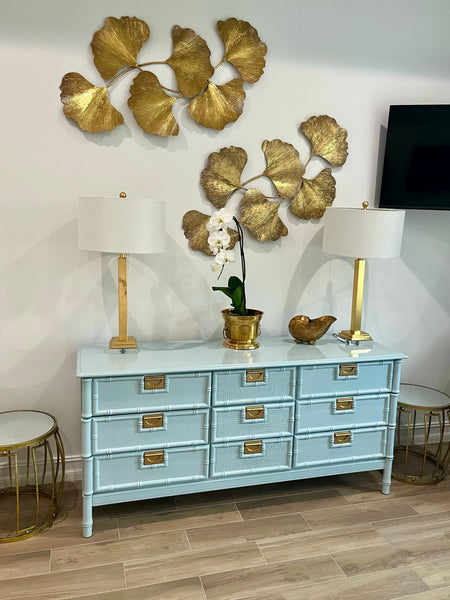 Vintage Faux Bamboo Stanley-Style Nine Drawer Dresser Available for Custom Lacquer - Hibiscus House