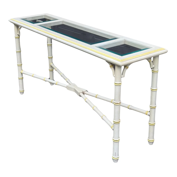 Vintage Lane Furniture Bamboo Console Table With Fretwork Available for Custom Lacquer!