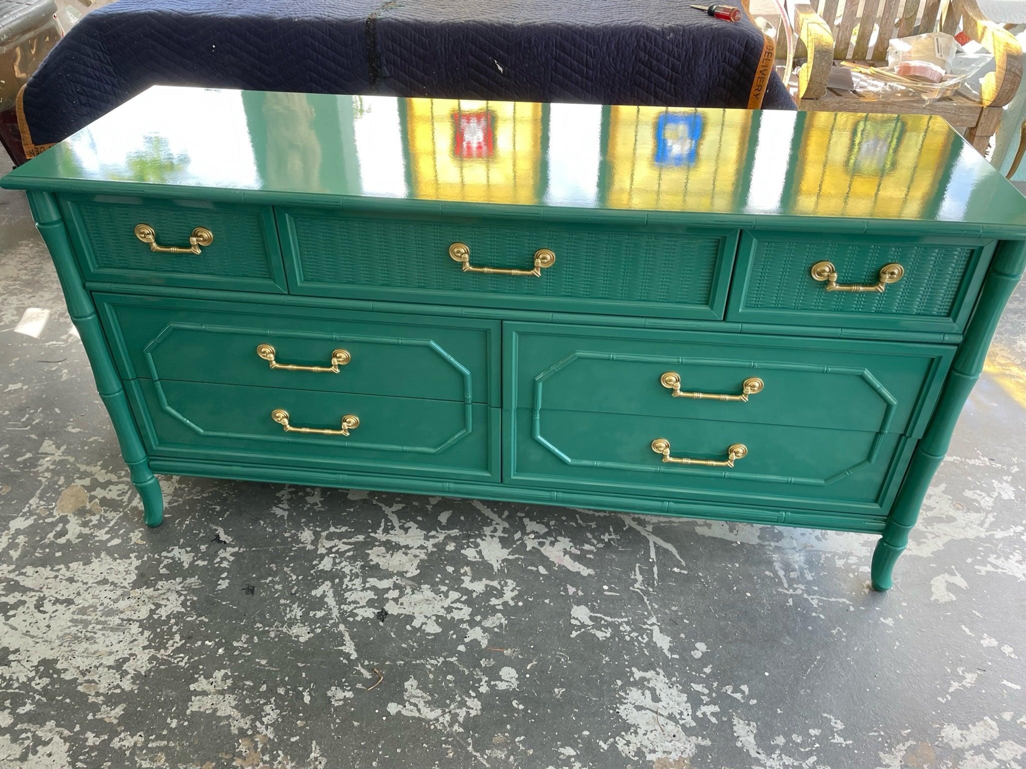 green emerald velvet dress Green Faux Bamboo Dresser main image 1