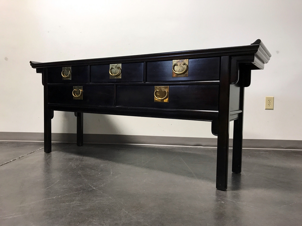 Vintage Century Furniture Pagoda 5 Drawer Console Table Available for Custom Lacquer! - Hibiscus House