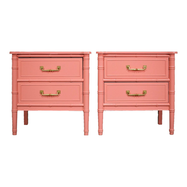 Vintage Pair of Henry Link Bali Hai Bamboo Nightstands Available to Customize!! - Hibiscus House