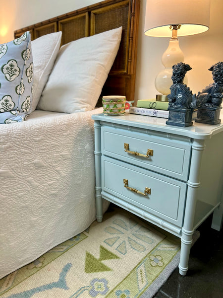 Vintage Classic Single Faux Bamboo Nightstand Available for Custom Lacquer!! - Hibiscus House