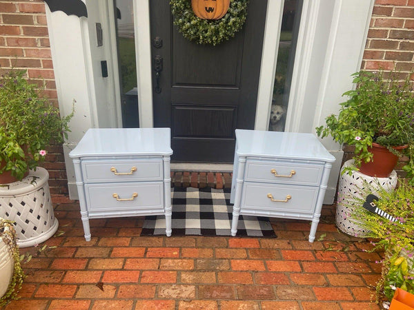 Vintage Faux Bamboo Nightstands Available for Custom Lacquer Order! - Hibiscus House