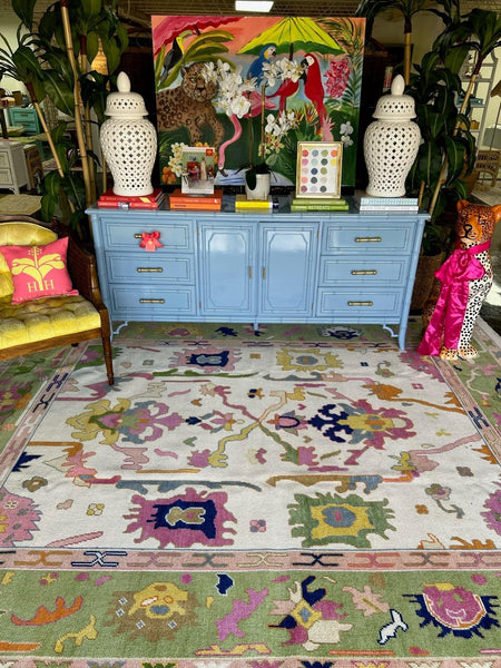 Vintage Dixie Furniture Company "Aloha" Collection Credenza Lacquered in Denim Wash and Ready to Ship! - Hibiscus House