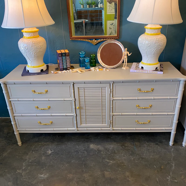 Vintage Henry Link Bali Hai Shutter Center-Door Credenza Available to Customize! - Hibiscus House