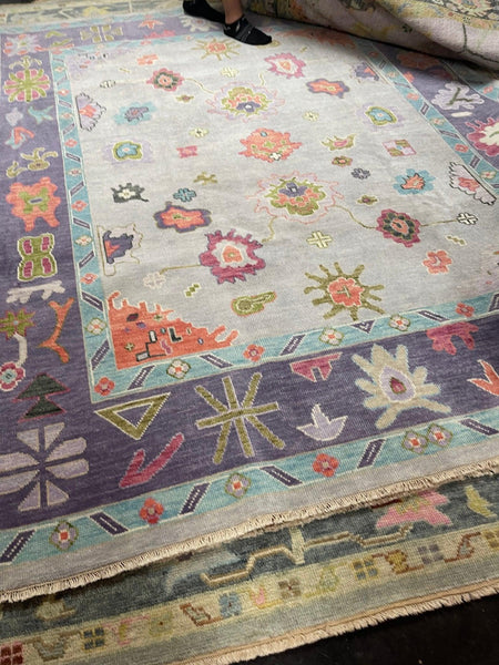 8x10 Handmade Oushak Rug - Hibiscus House