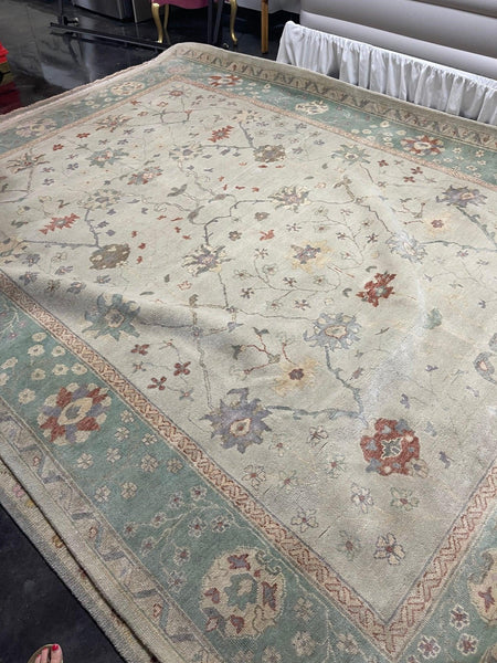 9x12 Handmade Oushak Area Rug - Hibiscus House