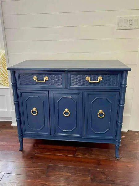 Vintage Pair of Faux Bamboo Broyhill Furniture Servers Available for Custom Lacquer!