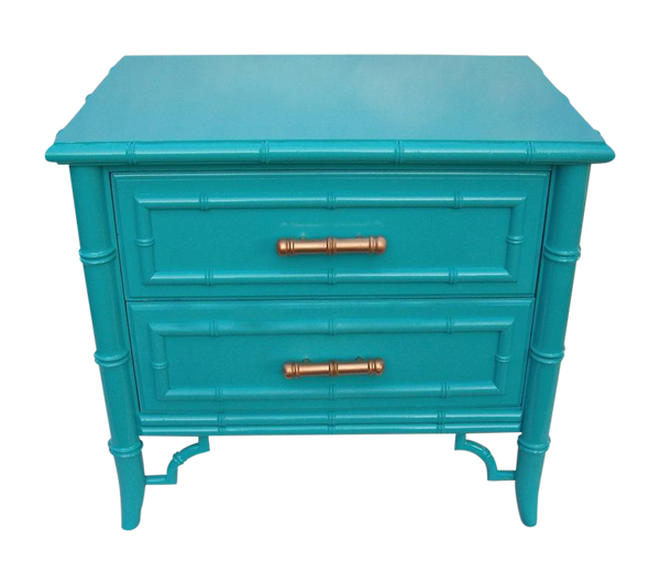 Single Vintage Dixie Aloha Faux Bamboo Nightstand Available for Custom Lacquer! - Hibiscus House