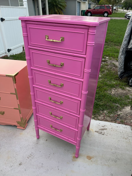 Vintage Dixie Furniture Faux Bamboo Lingerie Chest Available for Custom Lacquer!
