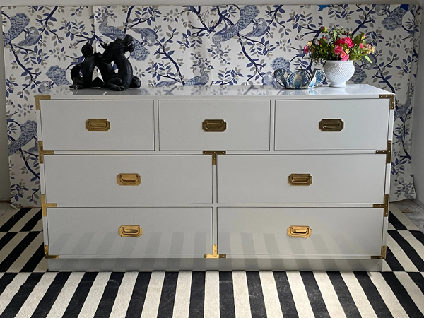 Vintage Thomasville Huntley Campaign Style Wood Dresser Available for Custom Lacquer!