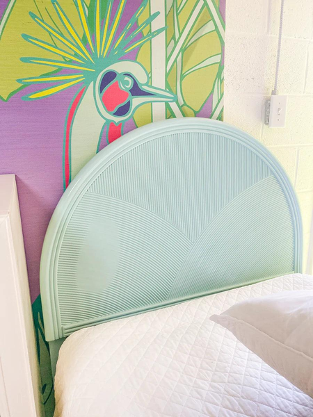 Pair of Vintage Broyhill Furniture Faux Bamboo Hexagon Shape Twin Headboards Available for Lacquer