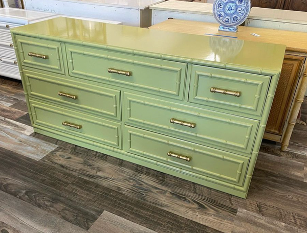 Vintage Dixie Aloha Faux Bamboo Seven Drawer Dresser Available for Custom Lacquer!!