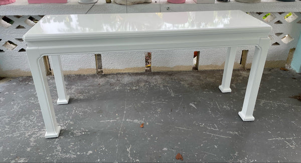 Vintage Henredon Console Table with Bench/ Ottoman Pair Available for Custom Lacquer! - Hibiscus House